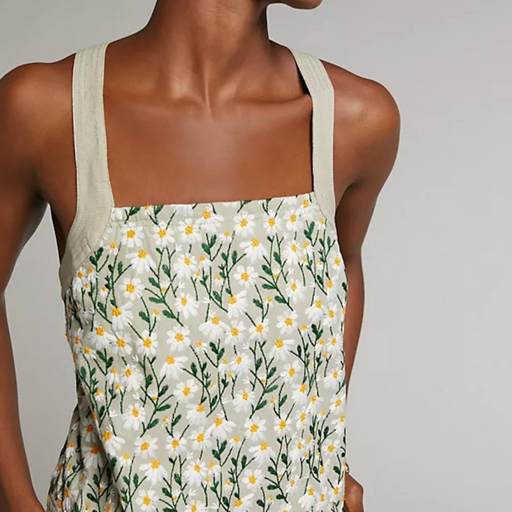 Anthropologie Maeve Daisy Embroidered Tank